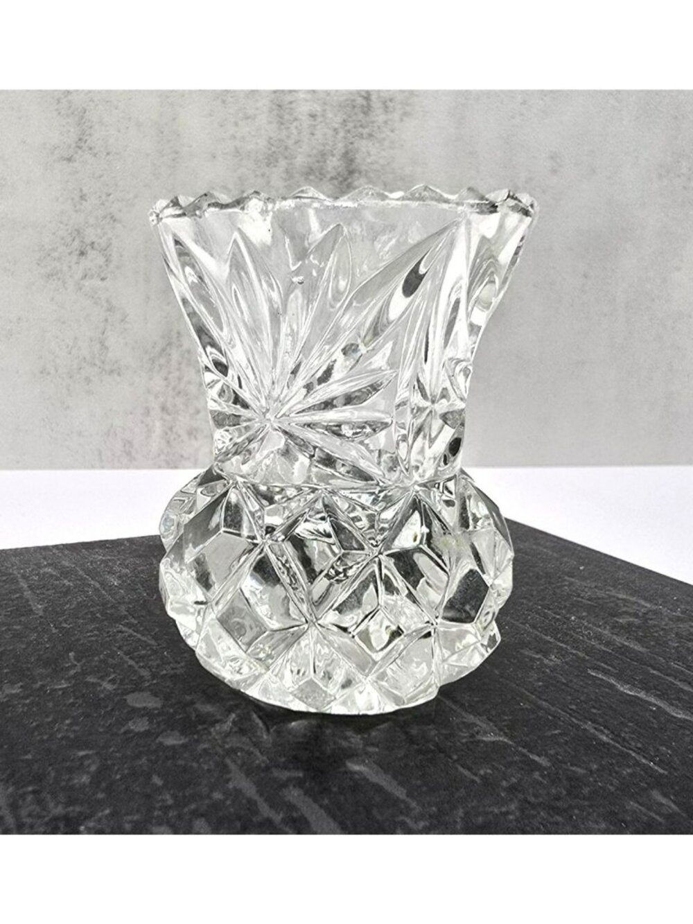 Princess House Vintage Crystal Glass Vase Intricate Cut Design 4-Inch VL5054